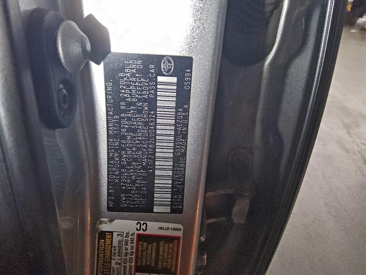 2020 Toyota Avalon Xse VIN: 4T1FZ1FB2LU046324 Lot: 94063855