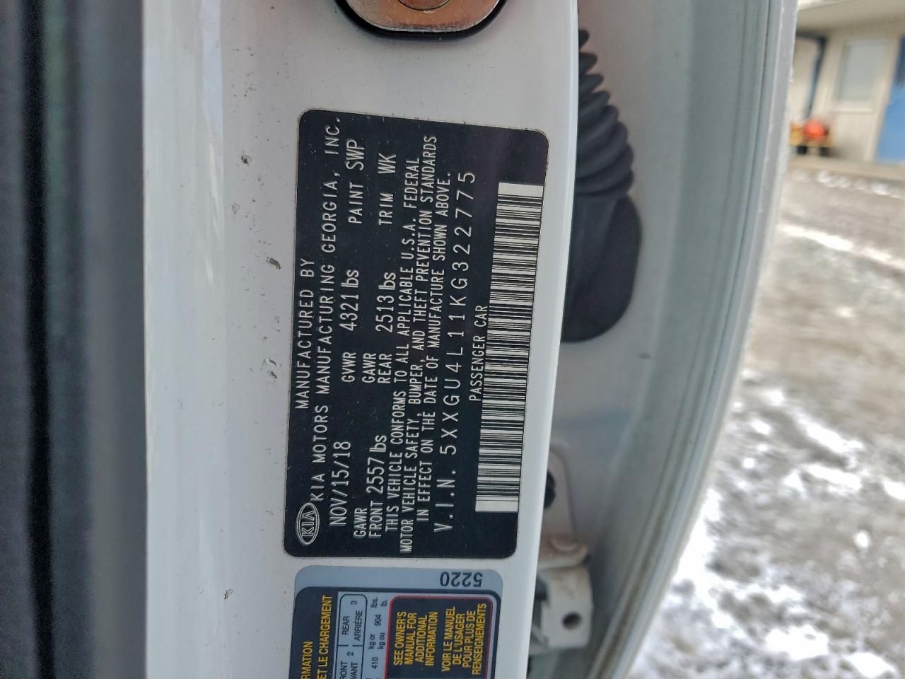 2019 Kia Optima Ex VIN: 5XXGU4L11KG322775 Lot: 96132105