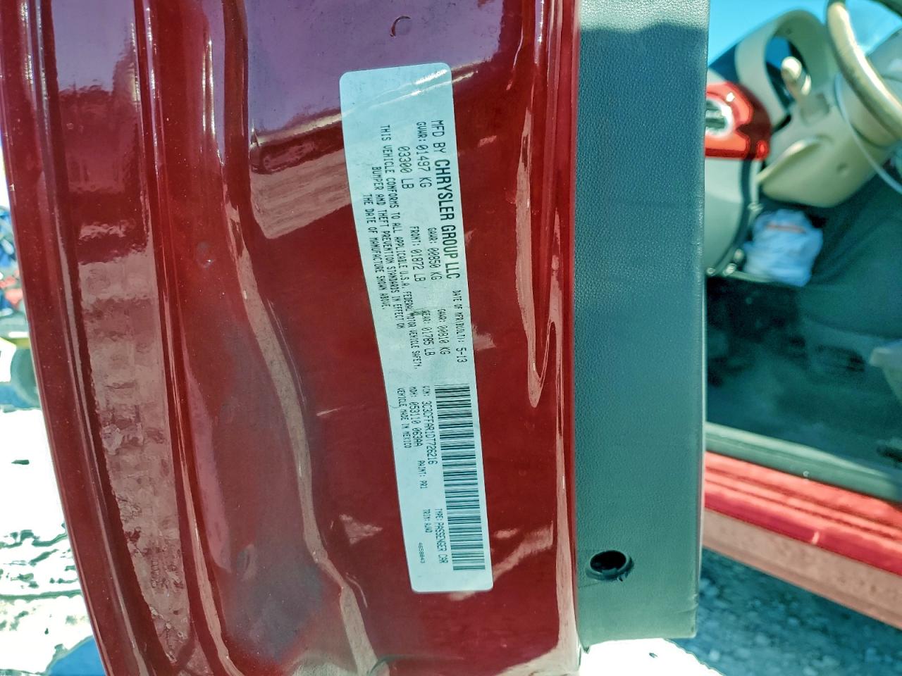 2013 Fiat 500 Pop VIN: 3C3CFFAR1DT726216 Lot: 97318335