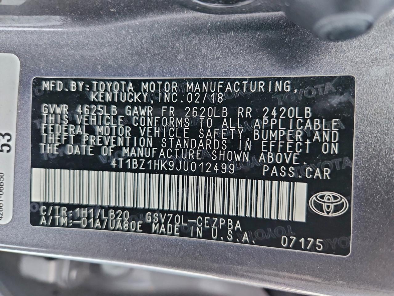 2018 Toyota Camry Xse VIN: 4T1BZ1HK9JU012499 Lot: 95096185