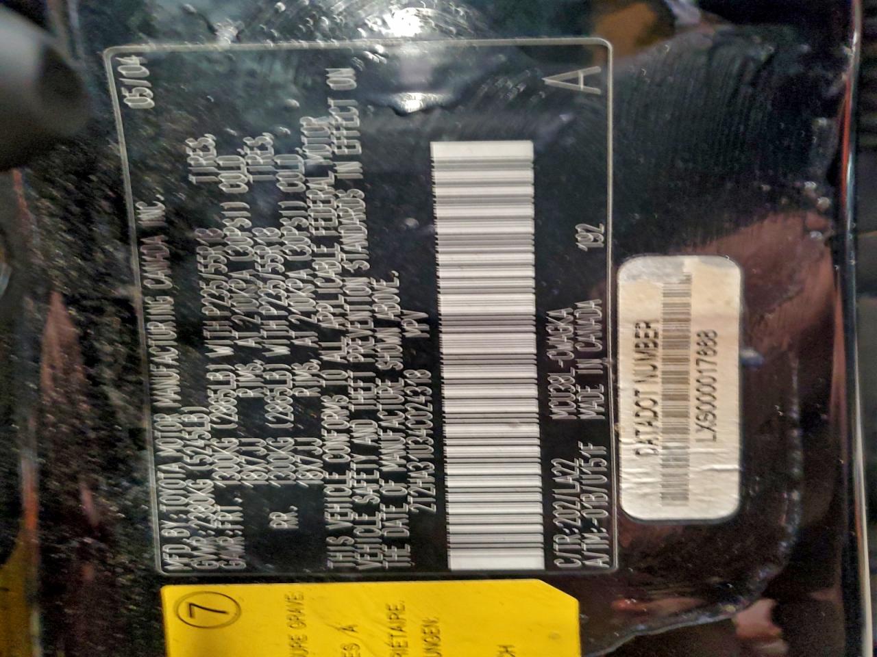 2004 Lexus Rx 330 VIN: 2T2HA31U34C024318 Lot: 94144155
