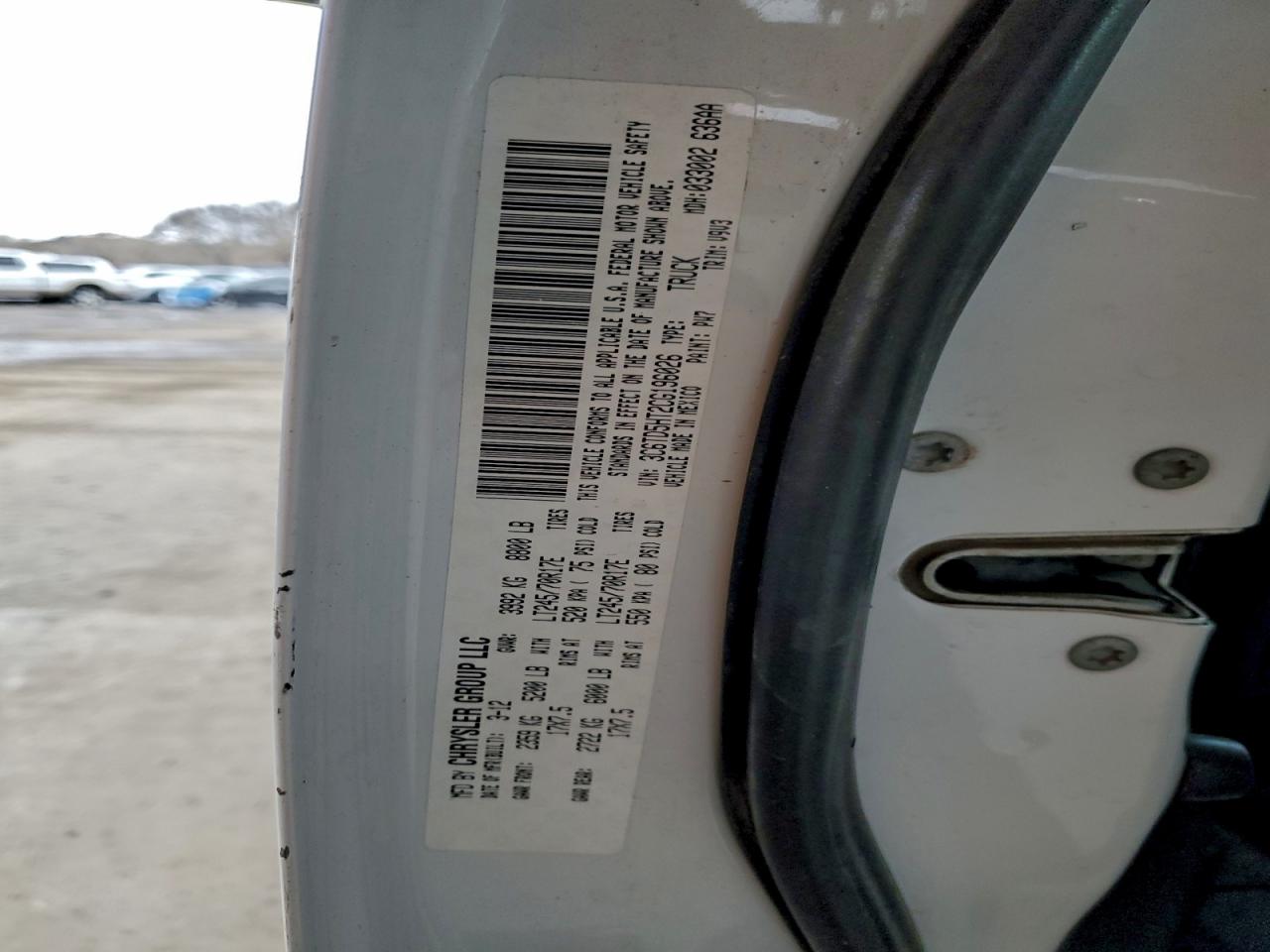 2012 Dodge Ram 2500 St VIN: 3C6TD5HT2CG196026 Lot: 96210655