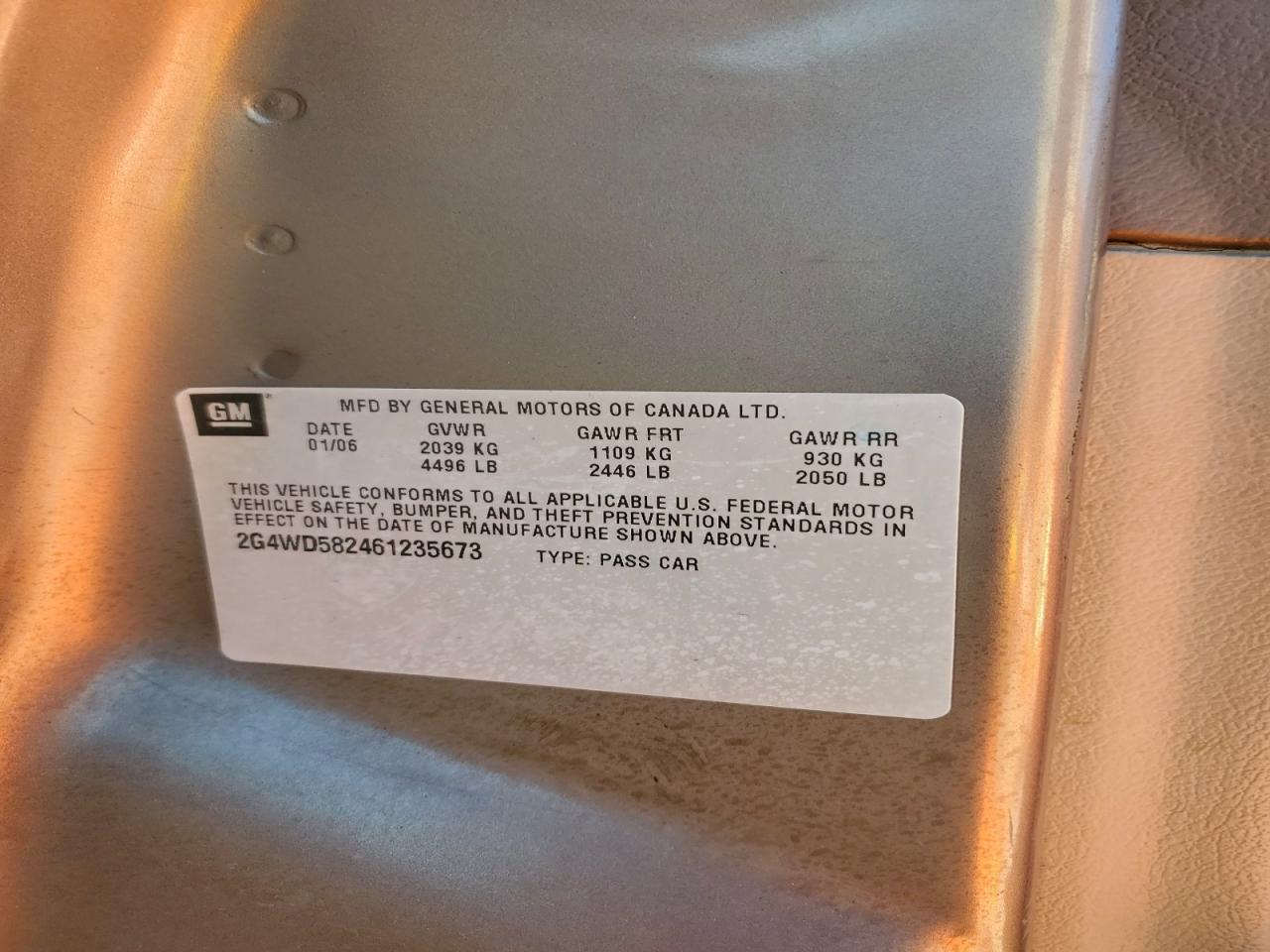 2006 Buick Lacrosse Cxl VIN: 2G4WD582461235673 Lot: 94647265