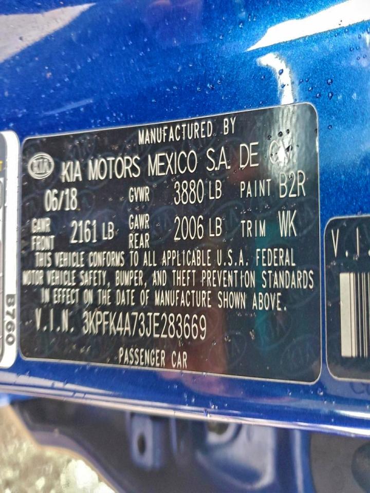 2018 Kia Forte Lx VIN: 3KPFK4A73JE283669 Lot: 94990205