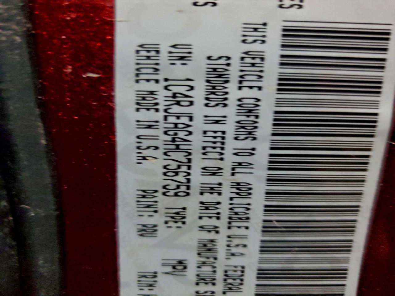 2017 Jeep Grand Cherokee Laredo VIN: 1C4RJEAG4HC756759 Lot: 96628745