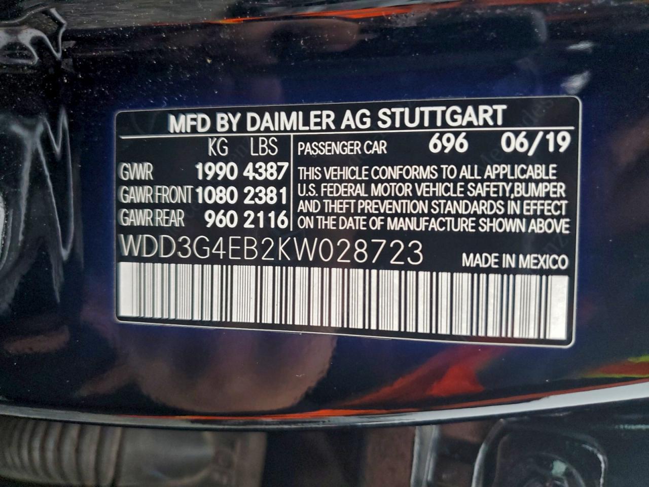 2019 Mercedes-Benz A 220 VIN: WDD3G4EB2KW028723 Lot: 94676645