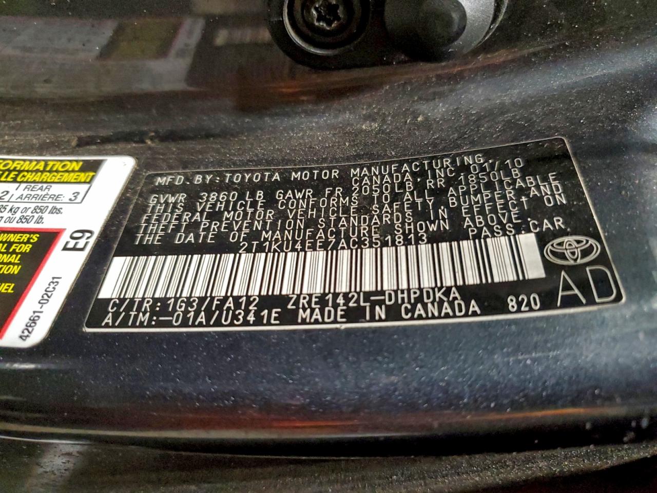 2010 Toyota Corolla Matrix VIN: 2T1KU4EE7AC351813 Lot: 94492625