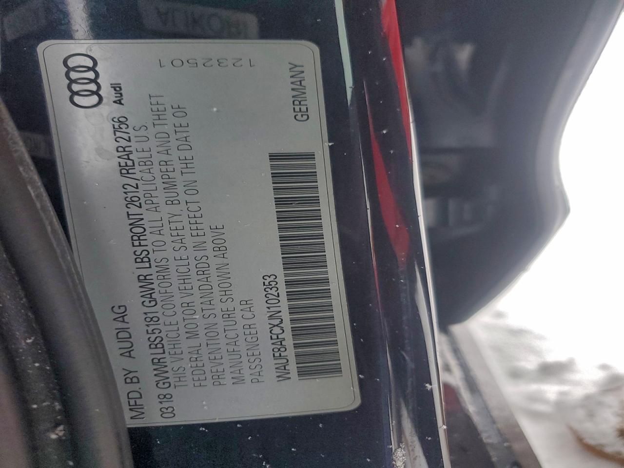 2018 Audi A6 Premium VIN: WAUF8AFCXJN102353 Lot: 94481515