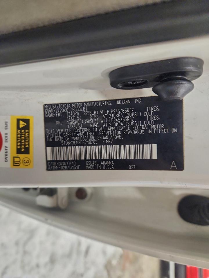 2013 Toyota Highlander Base VIN: 5TDBK3EH3DS218763 Lot: 96796185