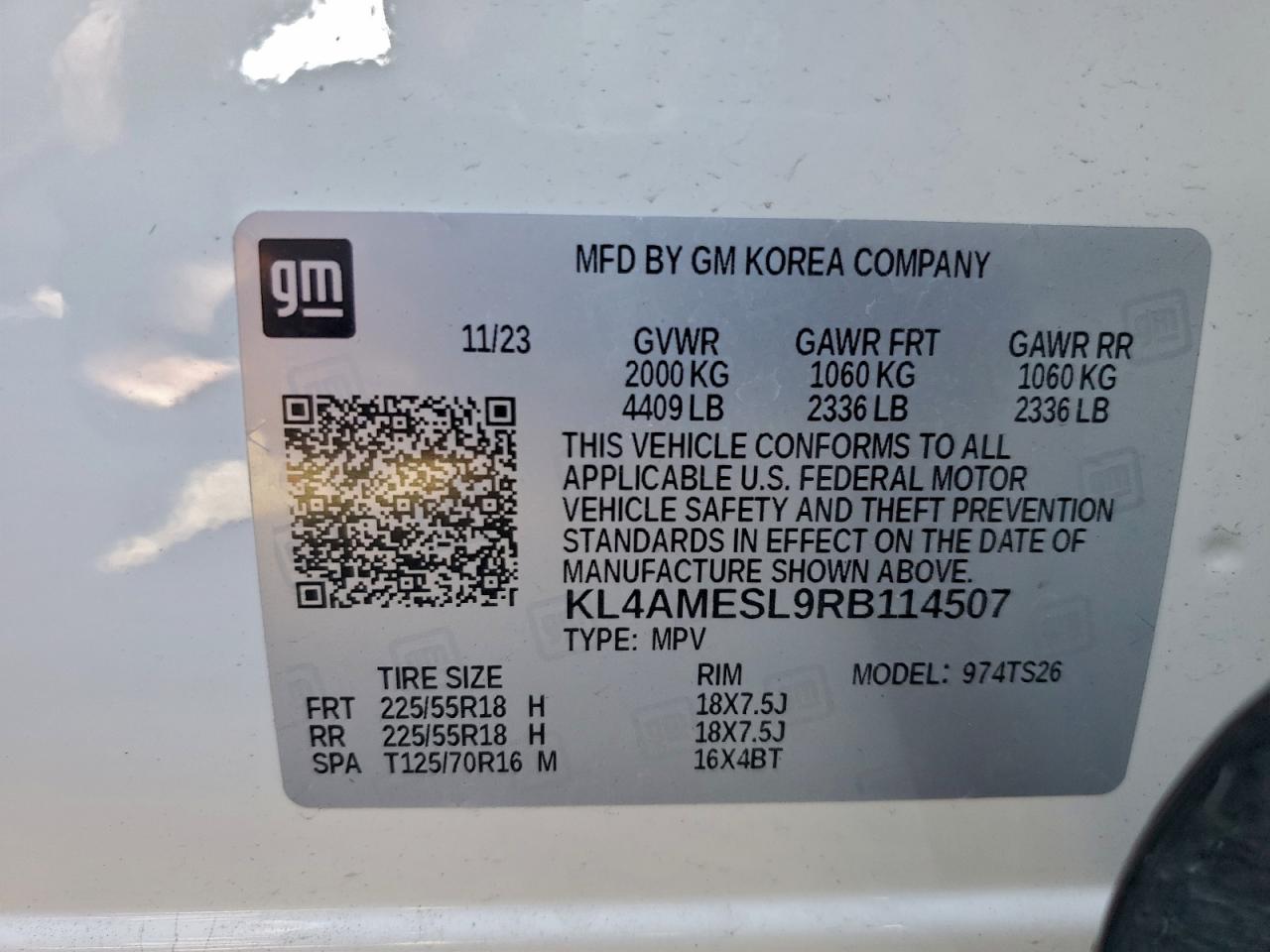 2024 Buick Encore Gx Sport Touring VIN: KL4AMESL9RB114507 Lot: 95154745