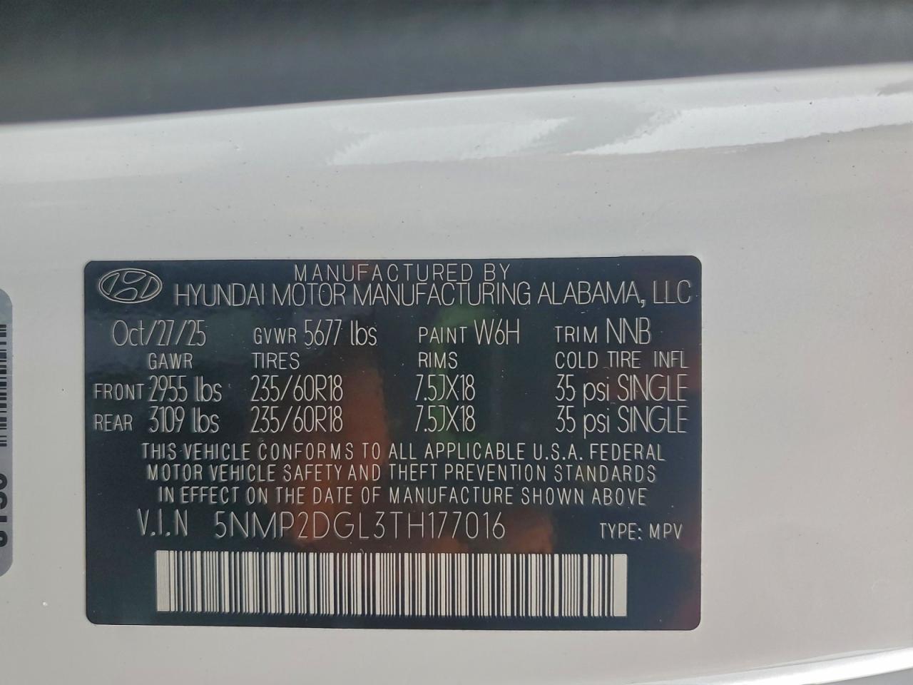 2026 Hyundai Santa Fe Sel VIN: 5NMP2DGL3TH177016 Lot: 95779345