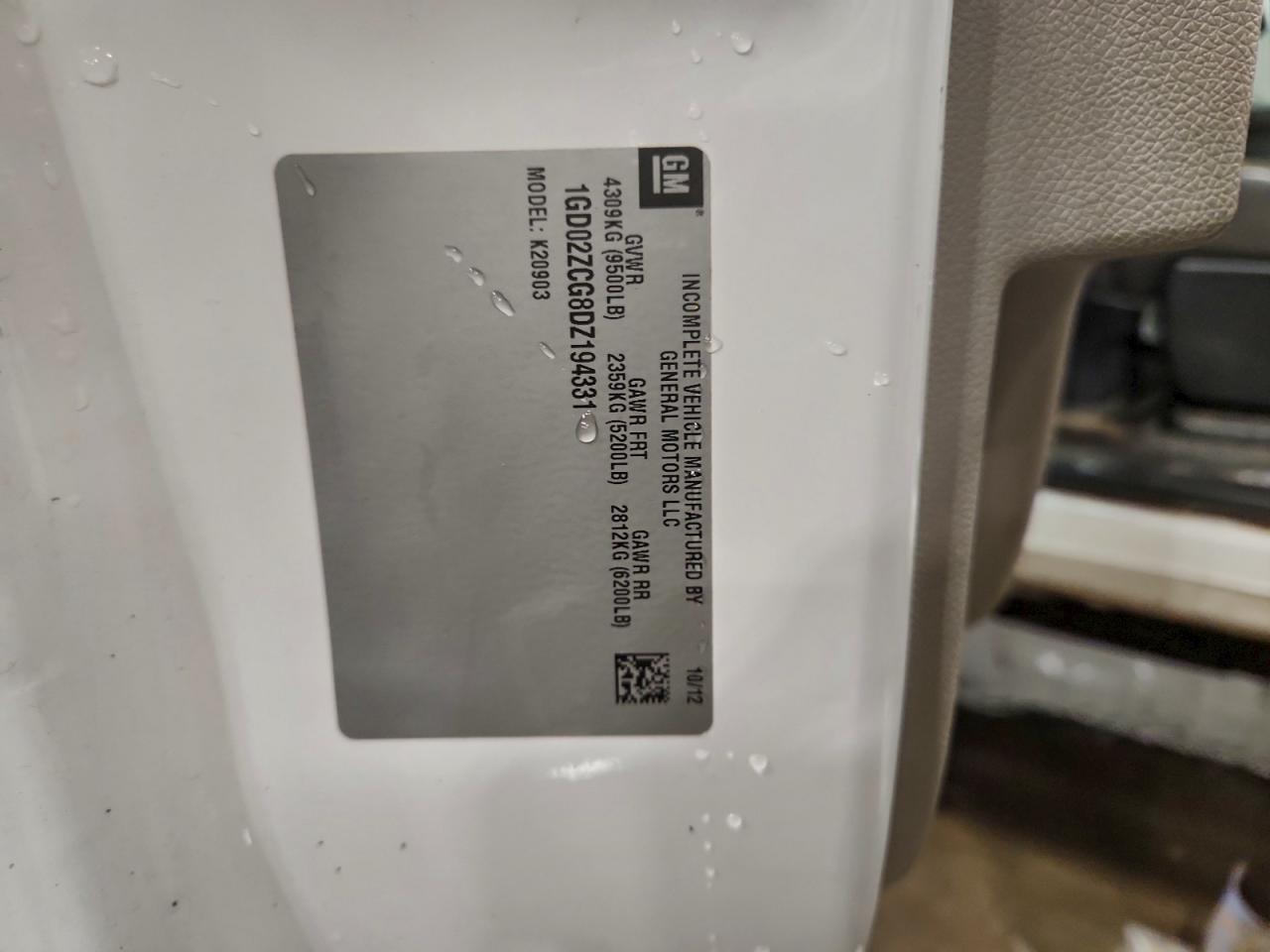 2013 GMC Sierra K2500 Heavy Duty VIN: 1GD02ZCG8DZ194331 Lot: 94340975