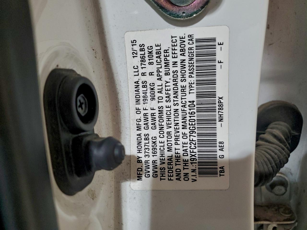 2016 Honda Civic Ex VIN: 19XFC2F79GE016104 Lot: 94219845