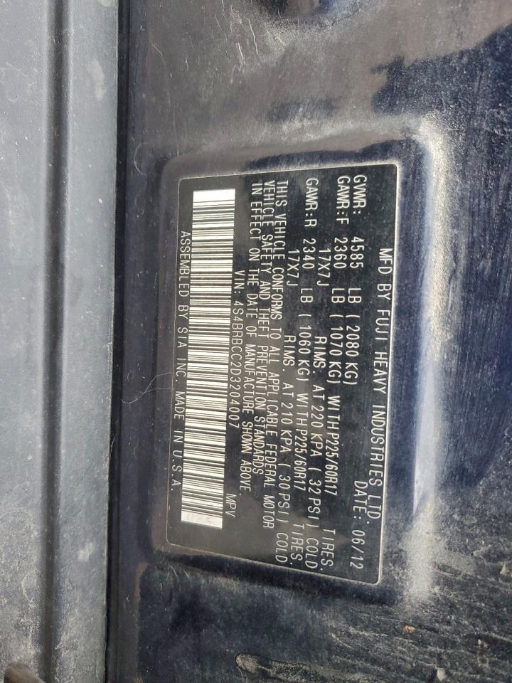 2013 Subaru Outback 2.5I Premium VIN: 4S4BRBCC2D3204007 Lot: 96332755