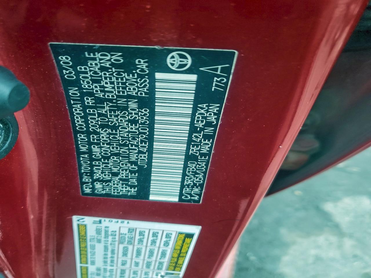 2009 Toyota Corolla Base VIN: JTDBL40E79J013936 Lot: 95748355