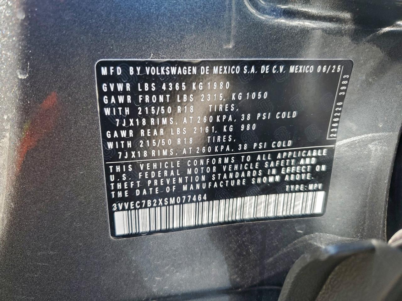 2025 Volkswagen Taos Se VIN: 3VVEC7B2XSM077464 Lot: 96102725