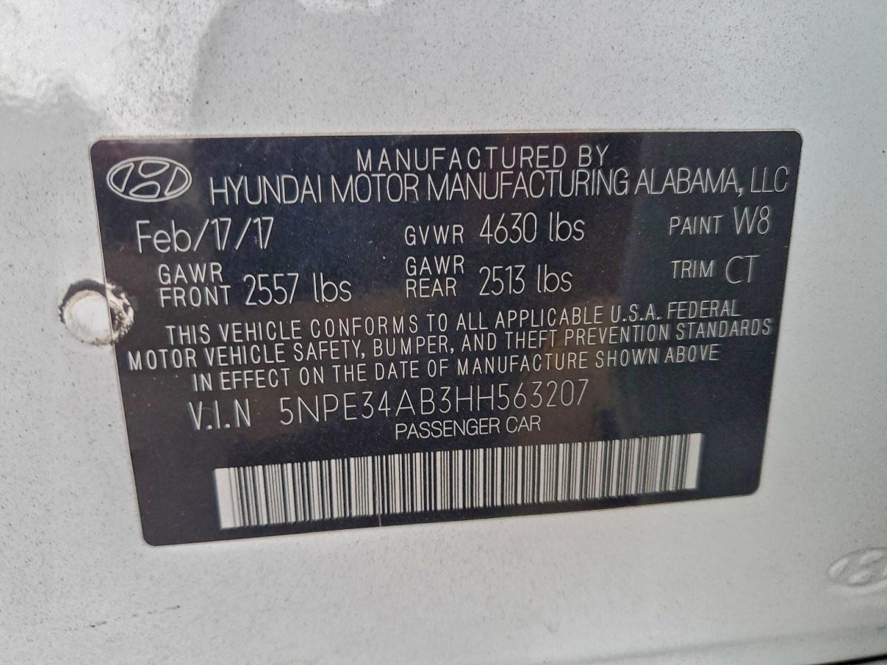 2017 Hyundai Sonata Sport VIN: 5NPE34AB3HH563207 Lot: 96543235