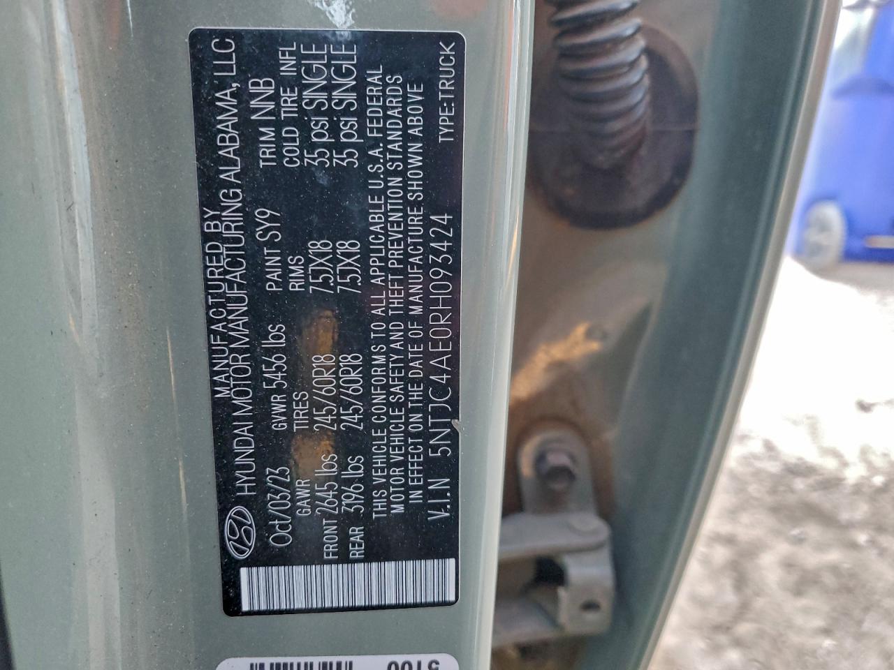 2024 Hyundai Santa Cruz Sel VIN: 5NTJC4AE0RH093424 Lot: 94597685