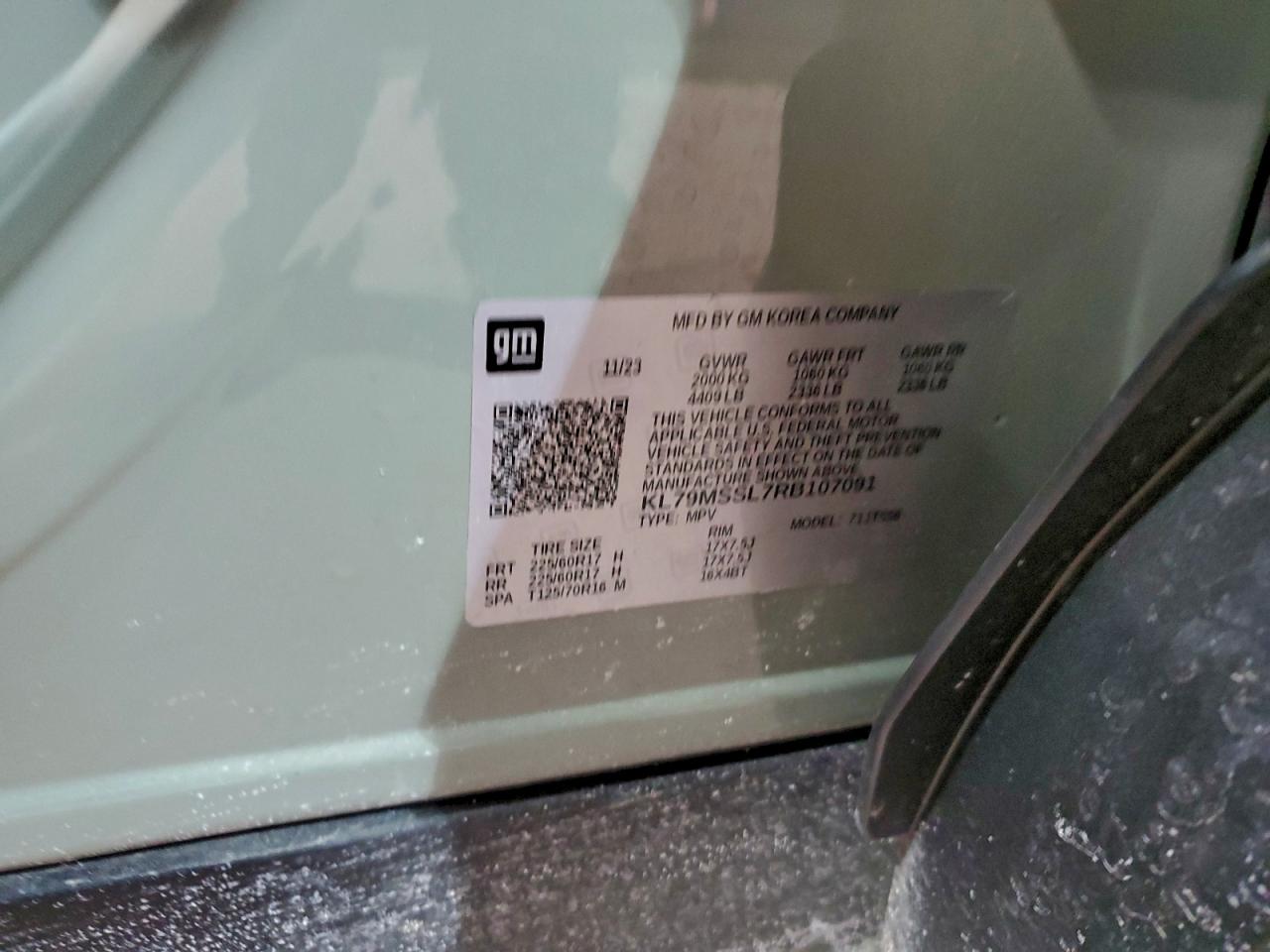 2024 Chevrolet Trailblazer Activ VIN: KL79MSSL7RB107091 Lot: 96114255