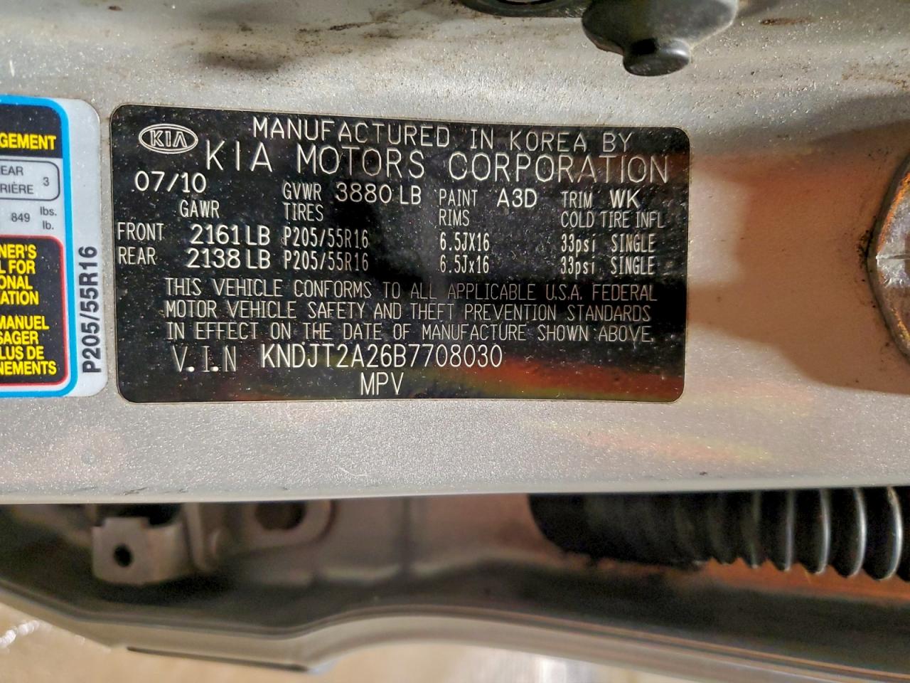 2011 Kia Soul + VIN: KNDJT2A26B7708030 Lot: 97757175