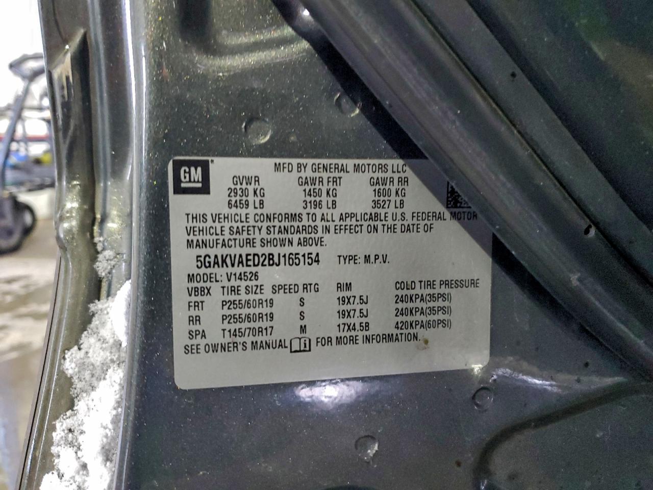 2011 Buick Enclave Cx VIN: 5GAKVAED2BJ165154 Lot: 95453945