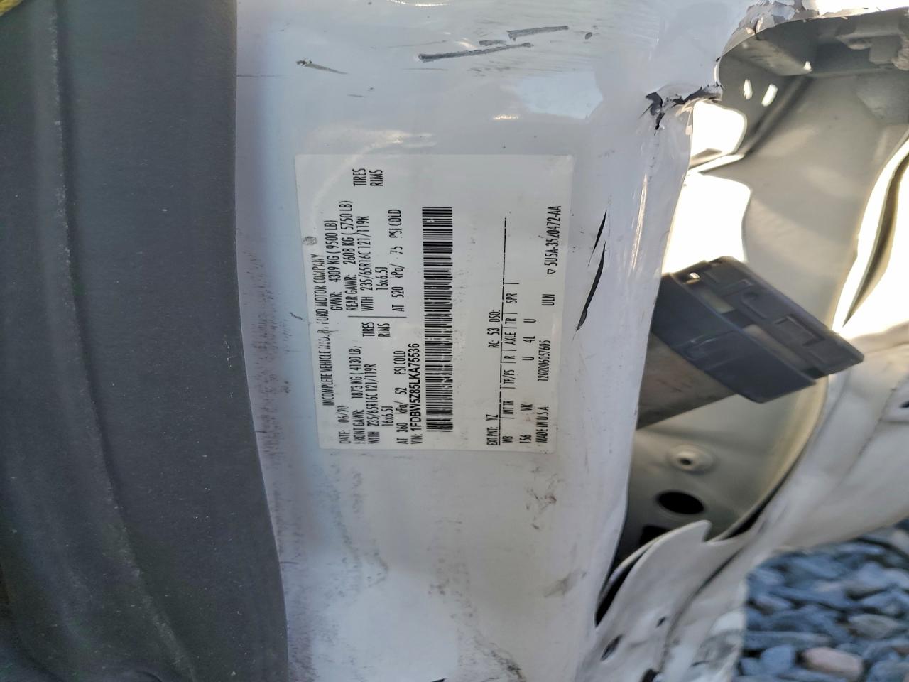 2020 Ford Transit T-350 VIN: 1FDBW5Z85LKA75536 Lot: 96521775