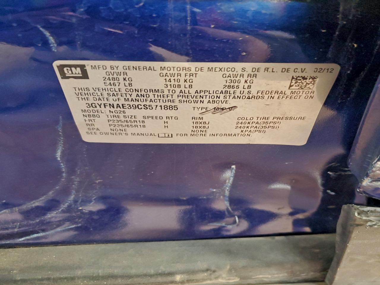 2012 Cadillac Srx Luxury Collection VIN: 3GYFNAE39CS571885 Lot: 95023075