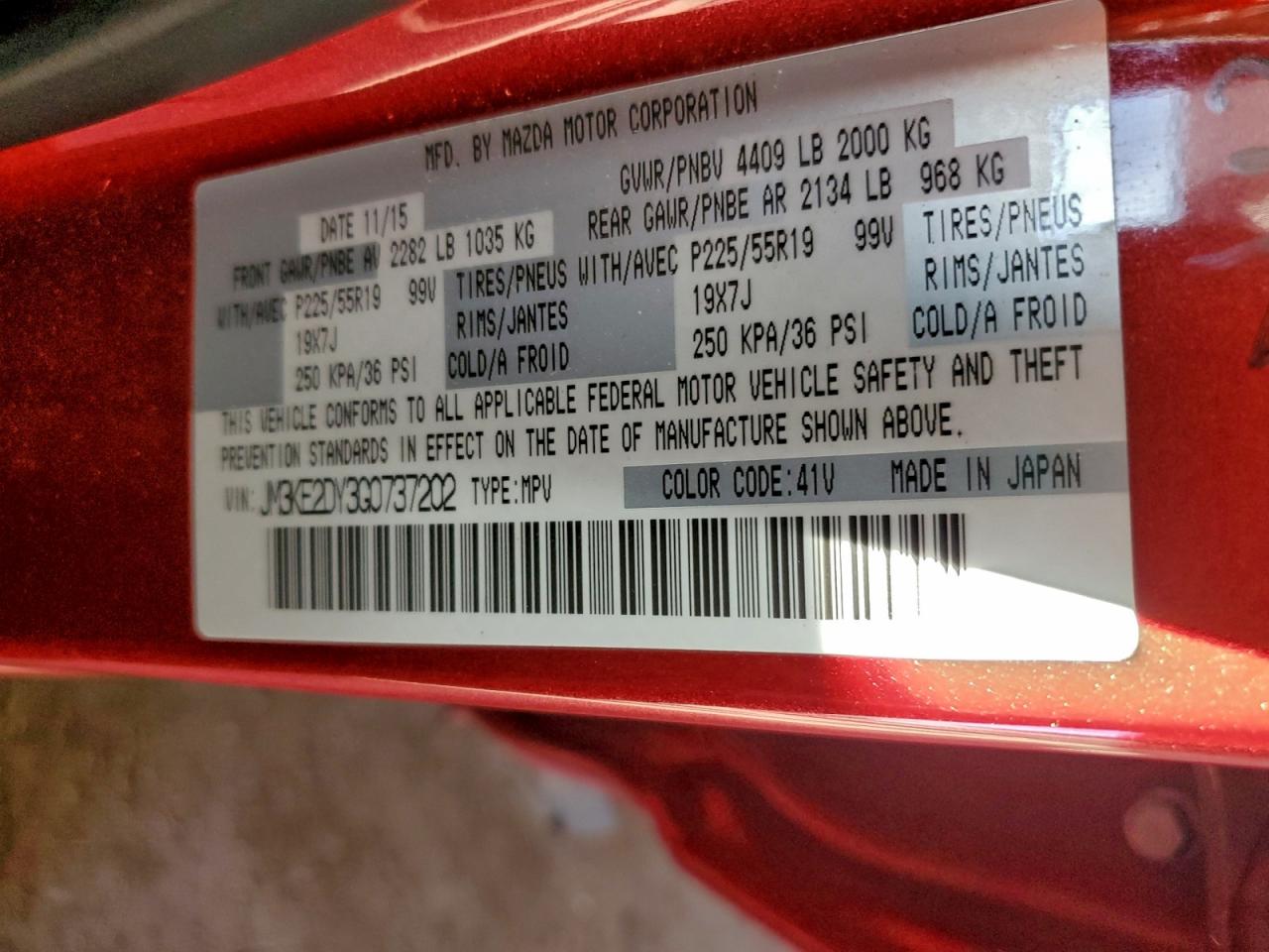 2016 Mazda Cx-5 Gt VIN: JM3KE2DY3G0737202 Lot: 94709675