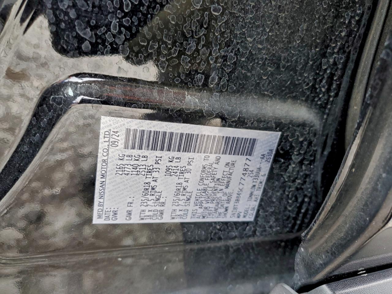 2025 Nissan Rogue Sv VIN: 5N1BT3BB4SC774877 Lot: 96536095