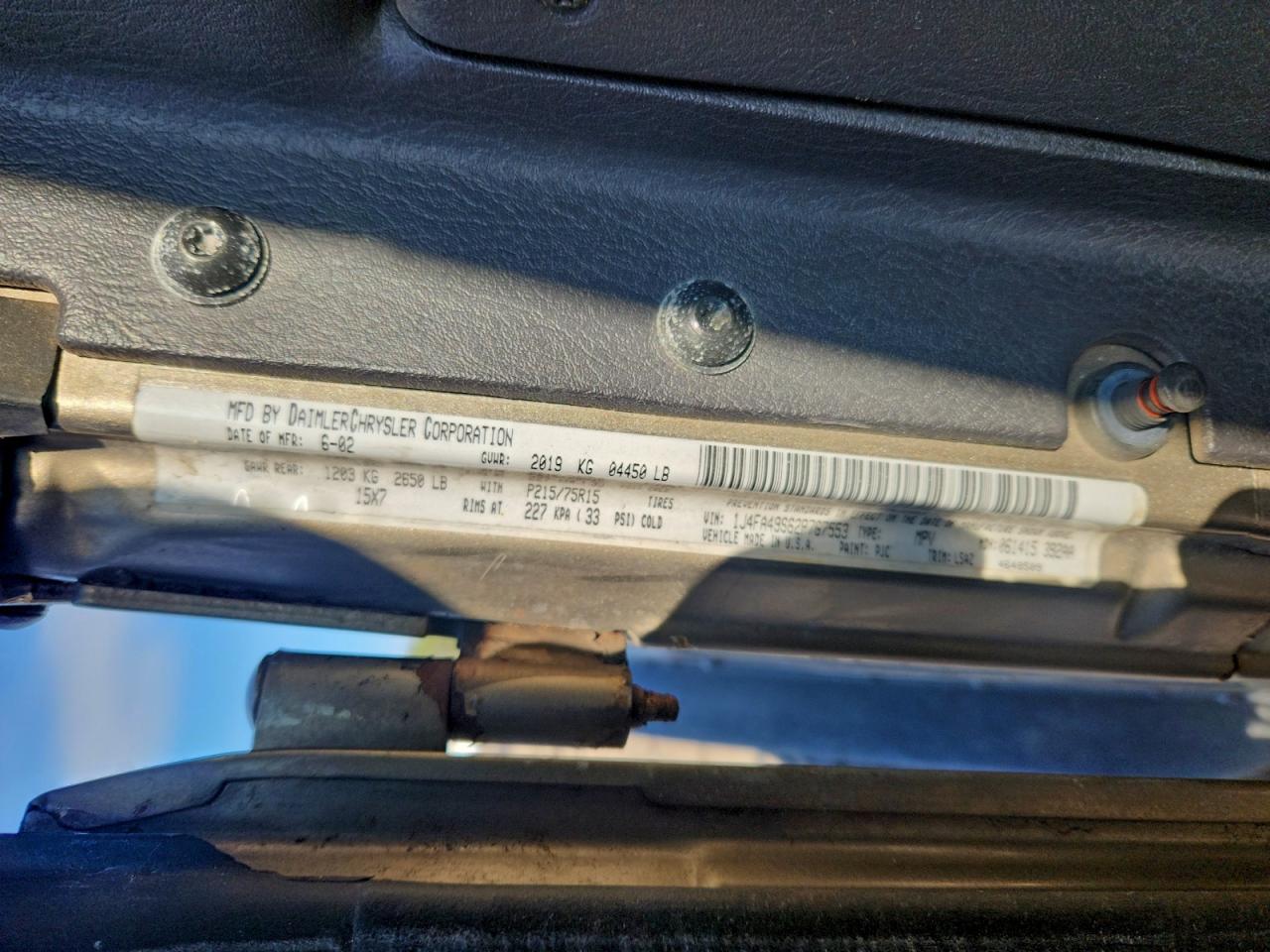 2002 Jeep Wrangler / Tj Sport VIN: 1J4FA49S62P767553 Lot: 94374485