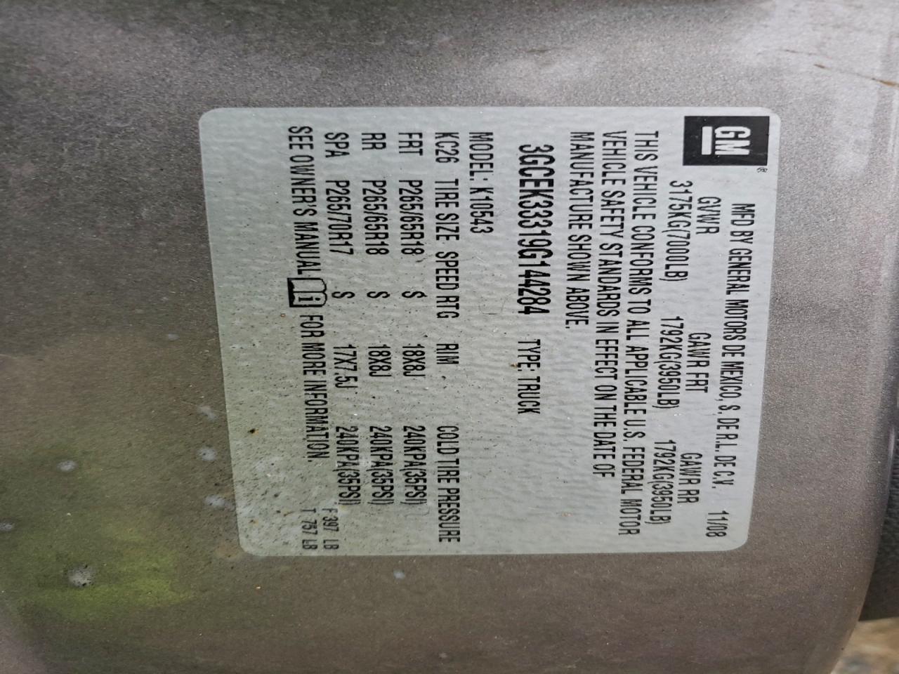 2009 Chevrolet Silverado K1500 Ltz VIN: 3GCEK33319G144284 Lot: 95803765