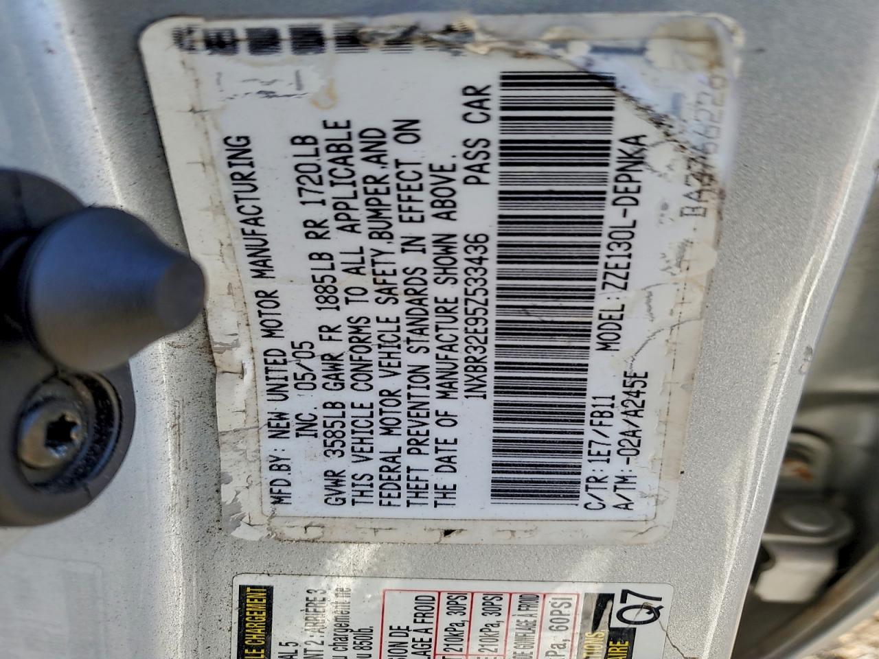 2005 Toyota Corolla Ce VIN: 1NXBR32E95Z533436 Lot: 94109485