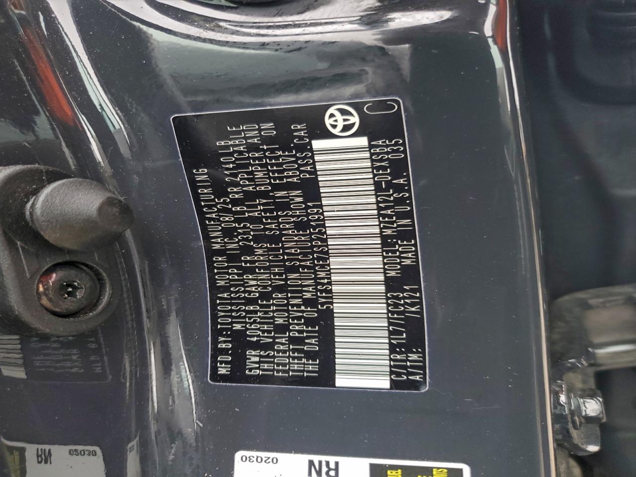 2025 Toyota Corolla Se VIN: 5YFS4MCE7SP251991 Lot: 94581895