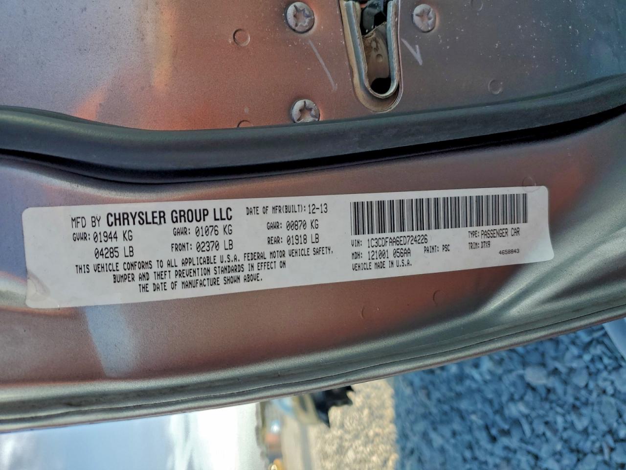 2014 Dodge Dart Se VIN: 1C3CDFAA6ED724226 Lot: 95606775