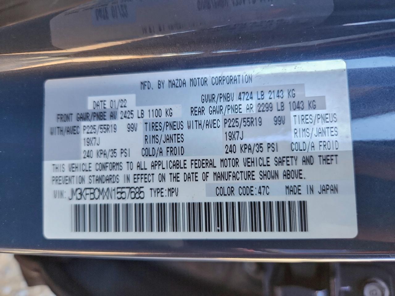 2022 Mazda Cx-5 Preferred VIN: JM3KFBCMXN1557685 Lot: 96195655