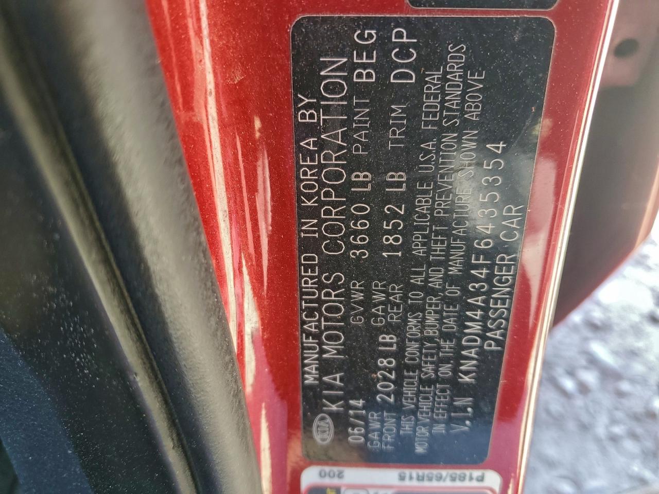 2015 Kia Rio Lx VIN: KNADM4A34F6435354 Lot: 97107885