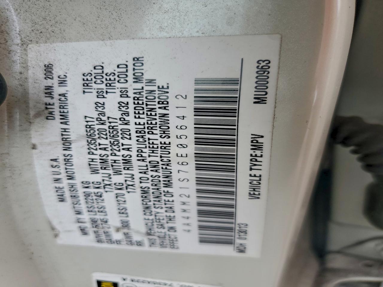 2006 Mitsubishi Endeavor Ls VIN: 4A4MM21S76E056412 Lot: 92216705