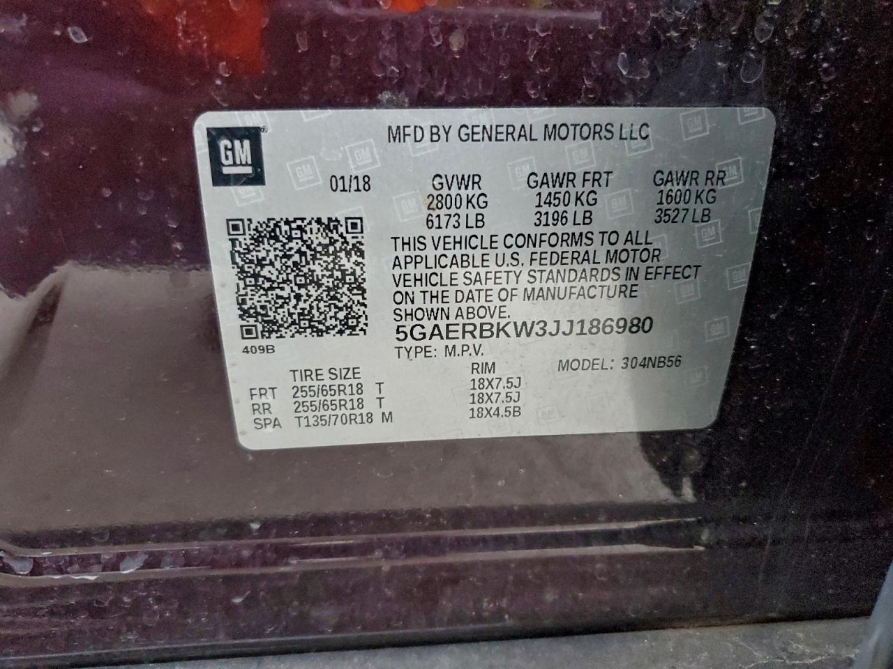 2018 Buick Enclave Essence VIN: 5GAERBKW3JJ186980 Lot: 94654895