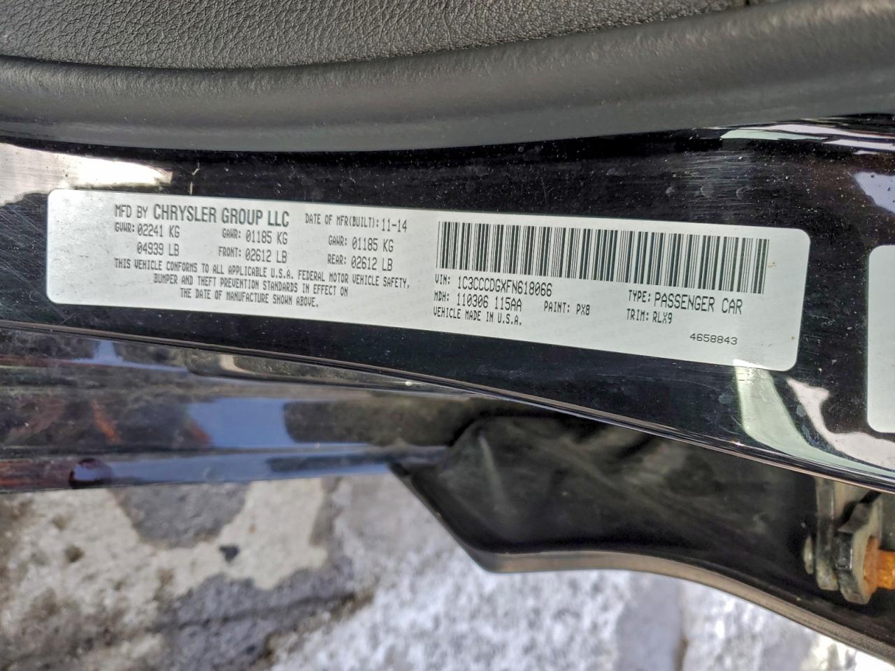 2015 Chrysler 200 S VIN: 1C3CCCDGXFN618066 Lot: 95414555