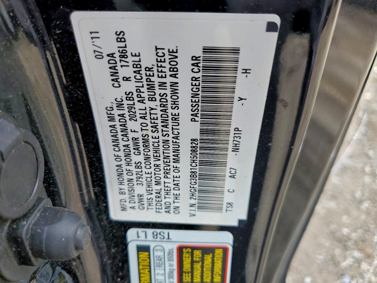 2012 Honda Civic Ex VIN: 2HGFG3B81CH508828 Lot: 94761025