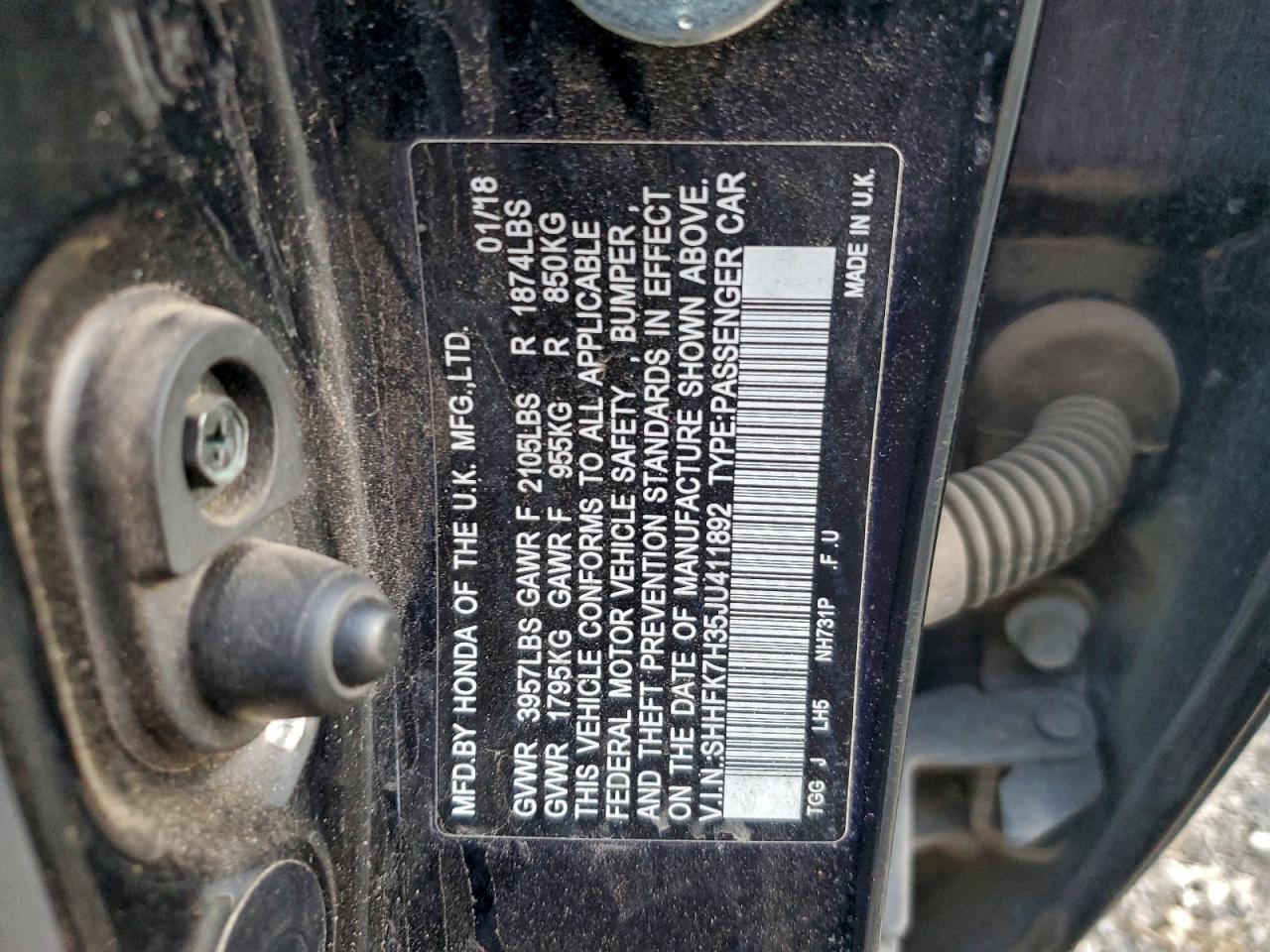 2018 Honda Civic Lx VIN: SHHFK7H35JU411892 Lot: 94804585