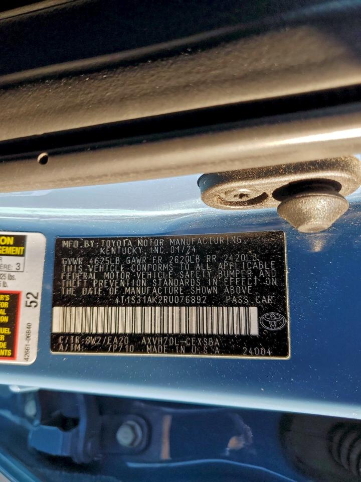 2024 Toyota Camry Se Night Shade VIN: 4T1S31AK2RU076892 Lot: 94764945