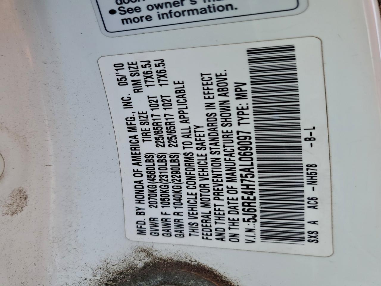 2010 Honda Cr-V Exl VIN: 5J6RE4H75AL069097 Lot: 95927055