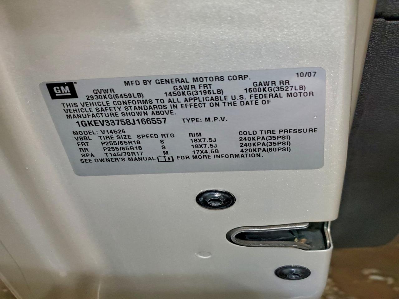 2008 GMC Acadia Slt-2 VIN: 1GKEV33758J166557 Lot: 94880115