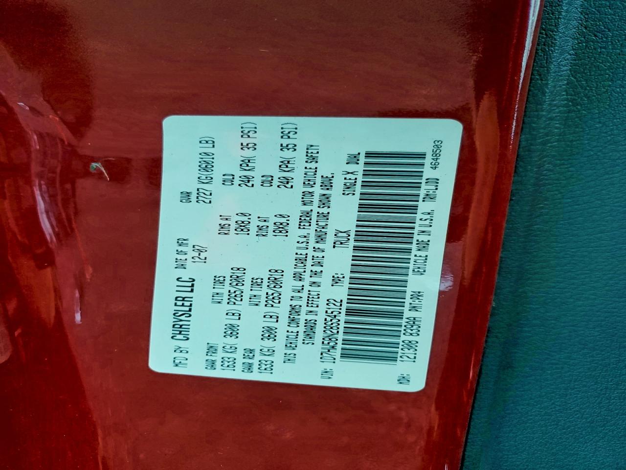 2008 Dodge Dakota Quad Laramie VIN: 1D7HW58N28S545122 Lot: 96350245