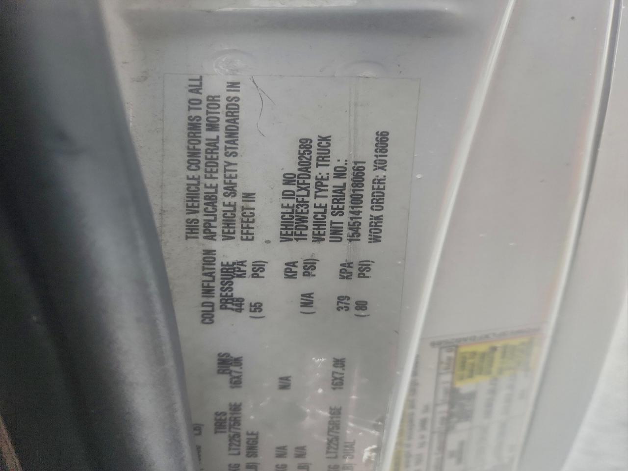 2015 Ford Econoline E350 Super Duty Cutaway Van VIN: 1FDWE3FLXFDA02589 Lot: 95242525