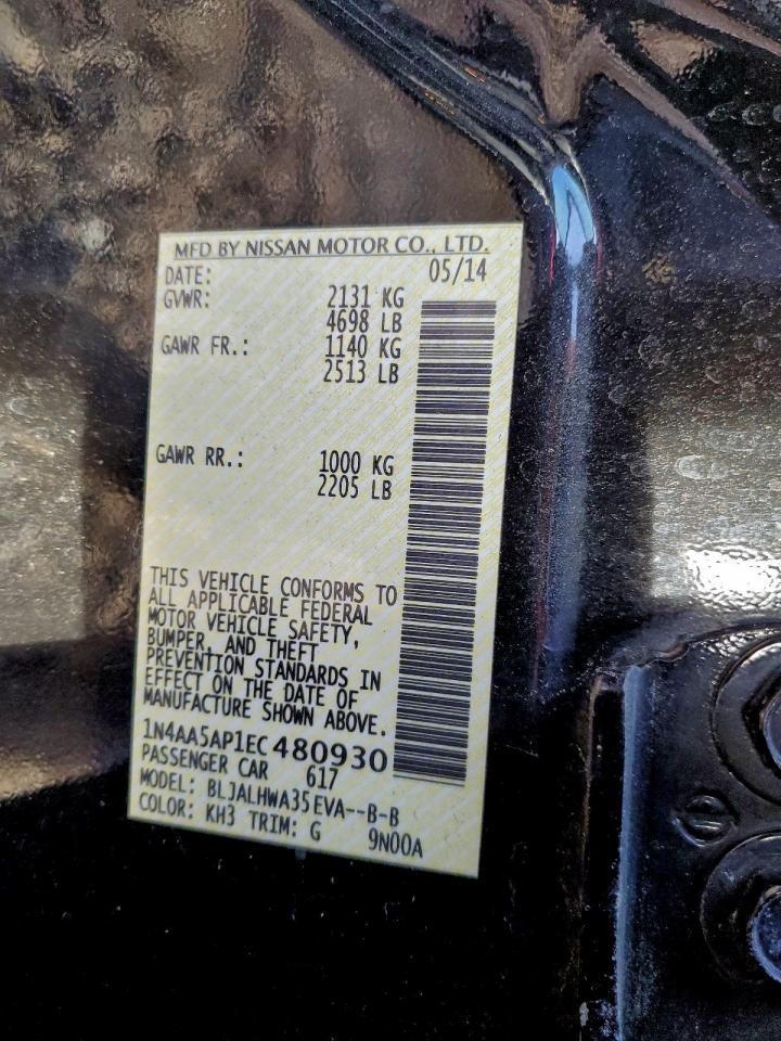 2014 Nissan Maxima S VIN: 1N4AA5AP1EC480930 Lot: 94281825