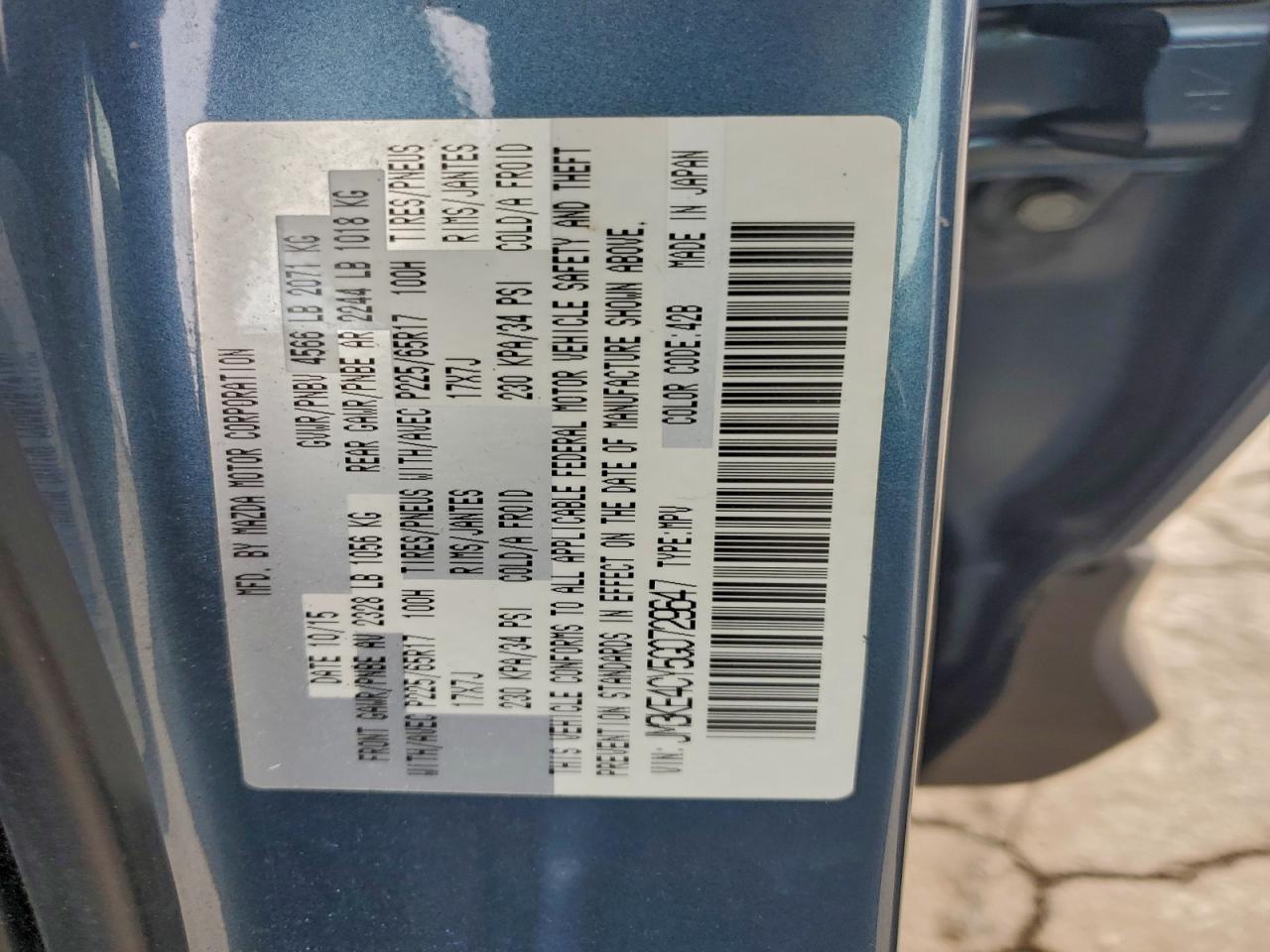 2016 Mazda Cx-5 Touring VIN: JM3KE4CY5G0729647 Lot: 95778875