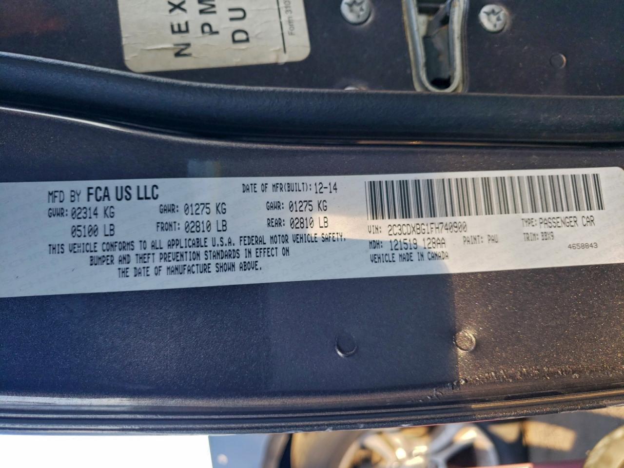 2015 Dodge Charger Se VIN: 2C3CDXBG1FH740900 Lot: 95194385