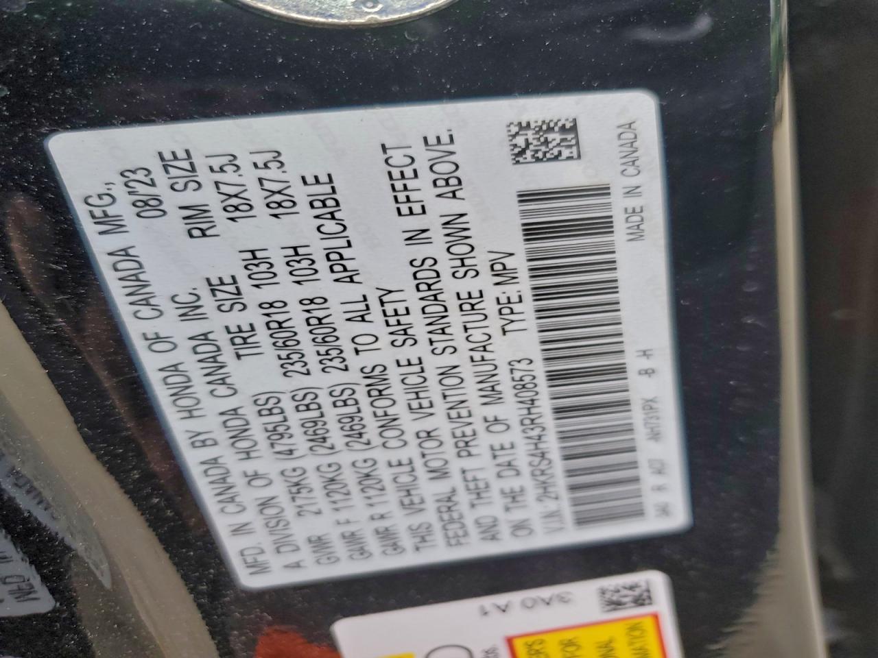 2024 Honda Cr-V Ex VIN: 2HKRS4H43RH408573 Lot: 94924675